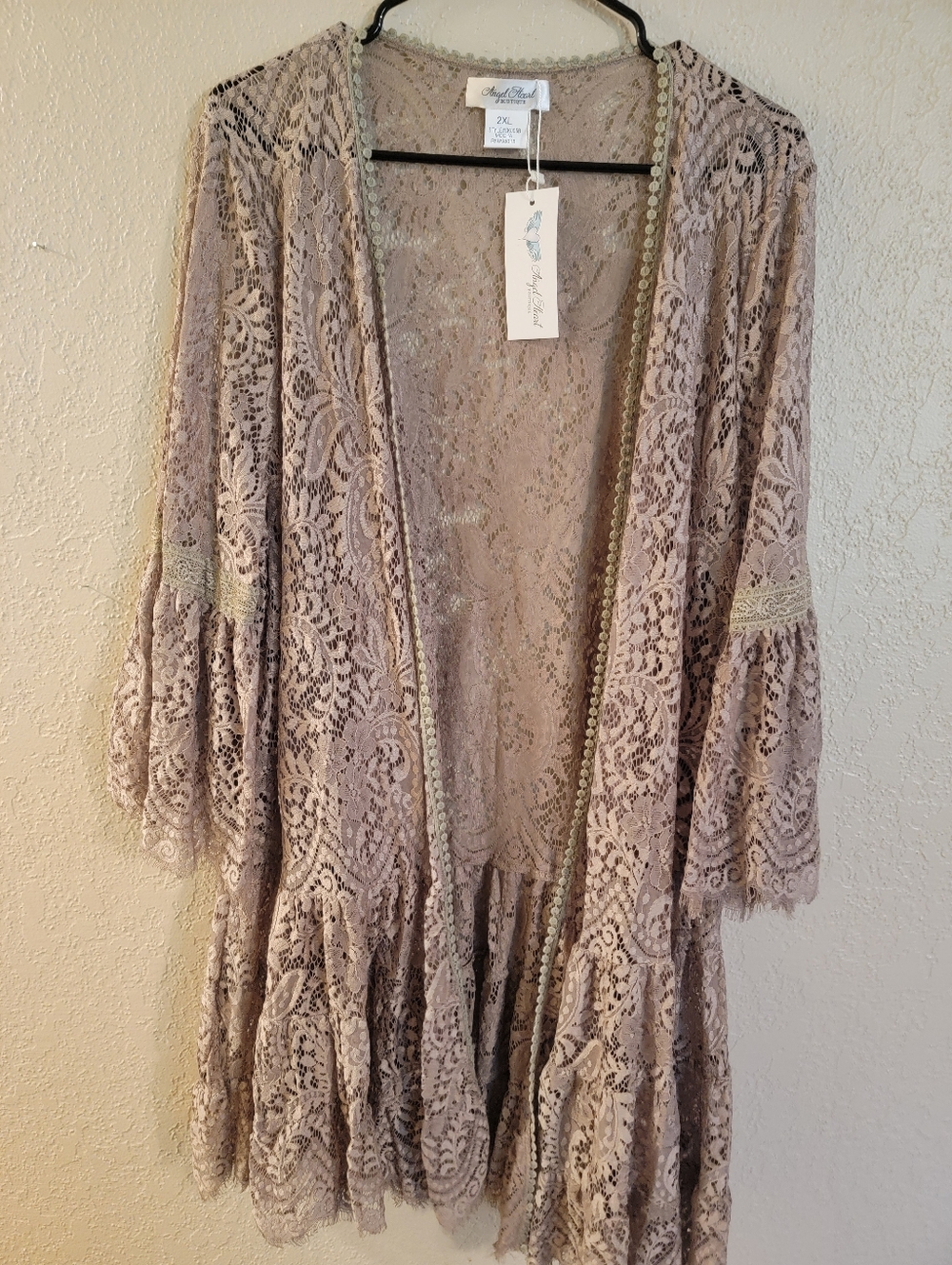 Angel Dear Lace Kimono Cardigan in Mauve - Women's Boho Layer